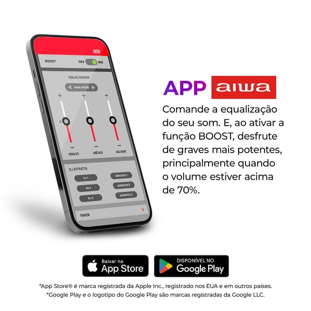 Torre de Som Aiwa T1W-02 com Bluetooth, Iluminação RGB e Entrada USB - 1600W RMS - Bivolt - 5