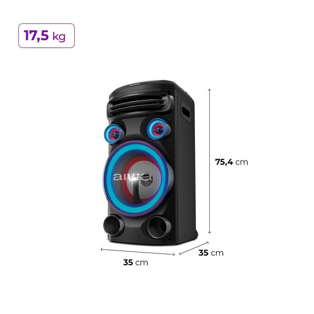 Torre de Som Aiwa T1W-02 com Bluetooth, Iluminação RGB e Entrada USB - 1600W RMS - Bivolt - 9