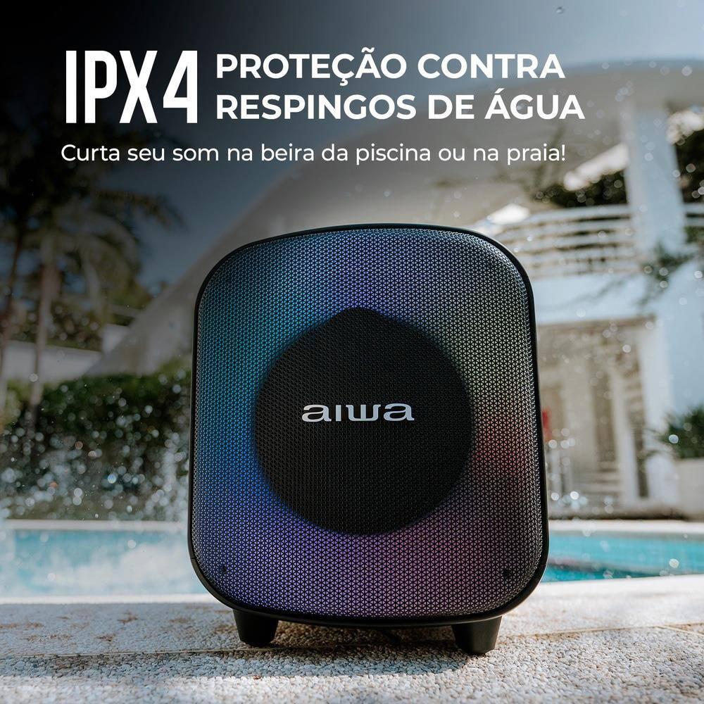 Caixa de Som Partybox Aiwa PB-07 com Bluetooth, Iluminação RGB, Entrada USB, Entrada para Cabo Auxiliar e Entrada para Micro SD - 100W RMS - Bivolt - 5