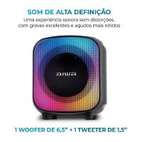 Caixa de Som Partybox Aiwa PB-07 com Bluetooth, Iluminação RGB, Entrada USB, Entrada para Cabo Auxiliar e Entrada para Micro SD - 100W RMS - Bivolt - 3