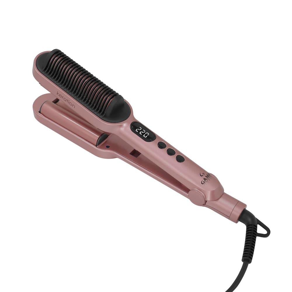 Prancha Modeladora GA.MA Italy 2 em 1 Waver & Brush Keration 220°C com Cabo Giratório Rose/Preto - Bivolt - 13