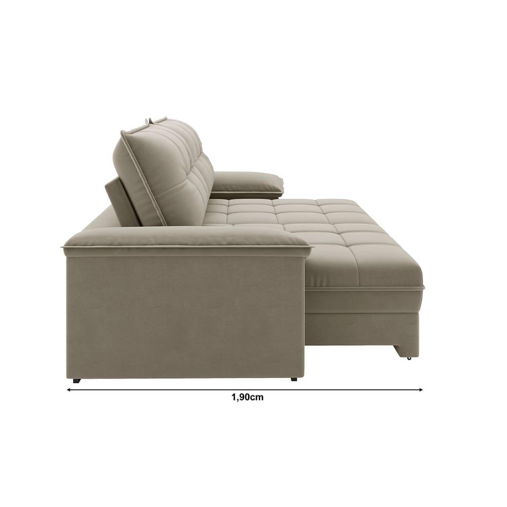 Sofá Retrátil e Reclinável 4 Lugares 2,60m Revestimento Suede com Molas Ensacadas Luizzi California Soft - 5