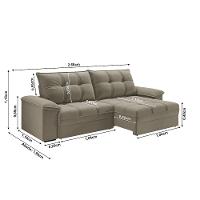 Sofá Retrátil e Reclinável 4 Lugares 2,60m Revestimento Suede com Molas Ensacadas Luizzi California Soft - 7