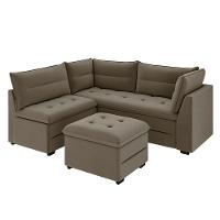 Sofá Modular de Canto 4 Lugares Luizzi Quebec com Pufe e Revestimento em Suede – 408cm de Largura - 3