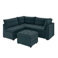 Sofá Modular de Canto 4 Lugares Luizzi Quebec com Pufe e Revestimento em Suede – 408cm de Largura - 3