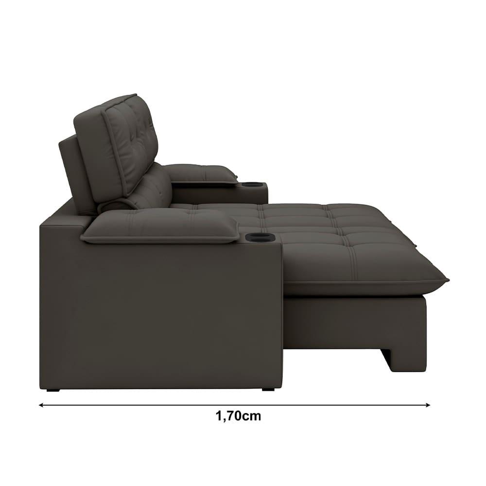 Sofá 3 Lugares Luizzi Liverpool Slim com Assento Retrátil e Reclinável, Revestido em Suede - 210cm de Largura - 5