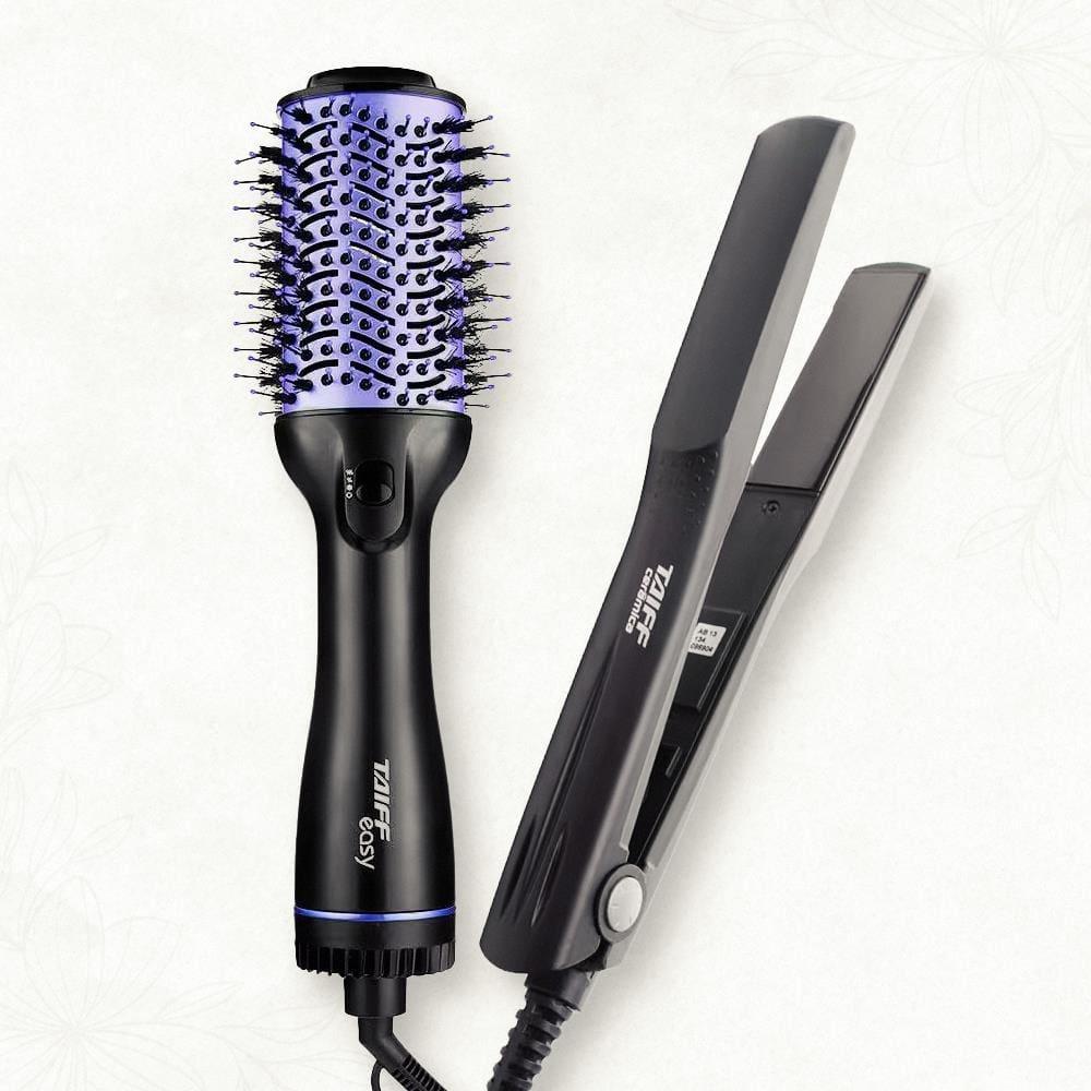 Escova Secadora Taiff Easy 1200W - Lilás + Chapinha | Prancha Taiff Clássica Cerâmica 180°C - Preto - 1
