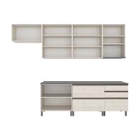 Cozinha Completa Bartira Cristal com 10 Portas, 5 Gavetas, 9 Prateleiras e Bancada Gourmet - 300cm de Largura - 3