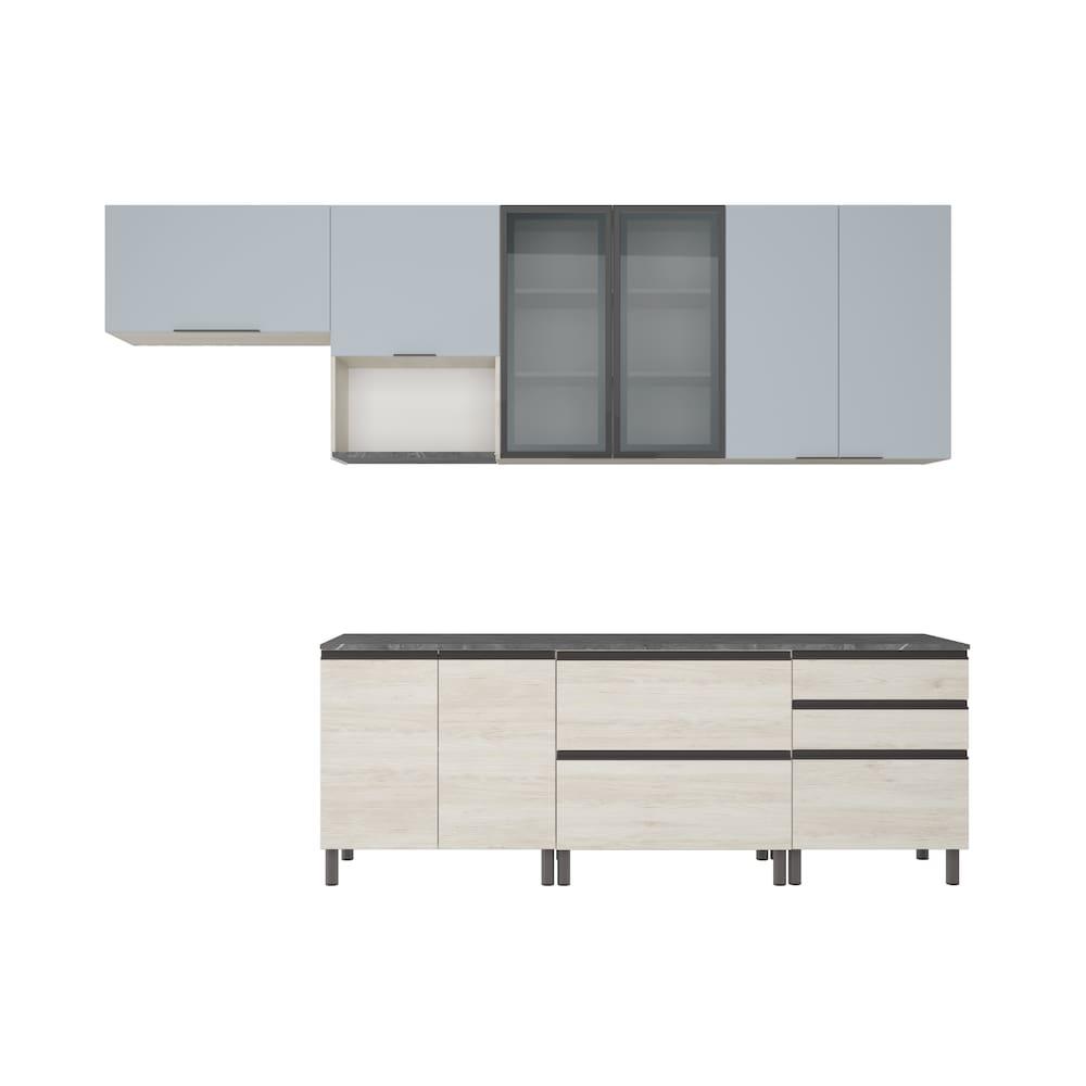 Cozinha Completa Bartira Cristal 300cm com 8 Portas 5 Gavetas e Nicho Micro-ondas - 2