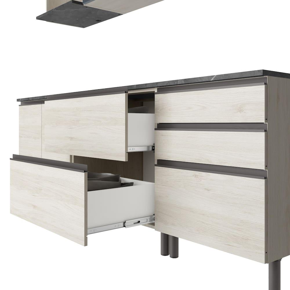 Cozinha Completa Bartira Cristal 300cm com 8 Portas 5 Gavetas e Nicho Micro-ondas - 5