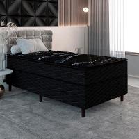 Cama Box de Solteiro Umaflex New Itália Black com Molas Ensacadas, Revestimento em Jacquard e Pillow Top D26 63X88X188cm - Preto - 1
