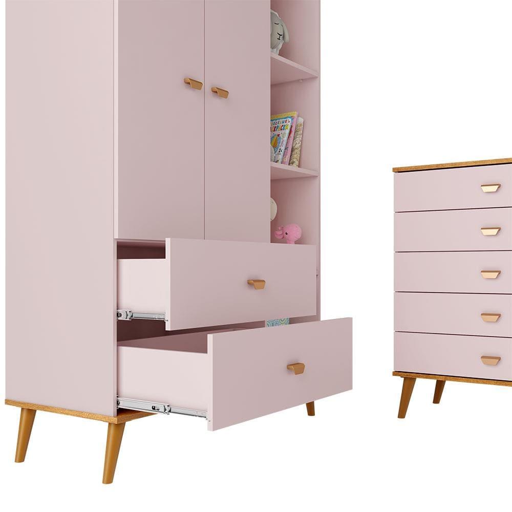 Guarda-Roupa Bartira Ternura com 5 Nichos, 2 Portas, 2 Gavetas + Cômoda Bartira Ternura com 5 Gavetas e 1 Porta - 5