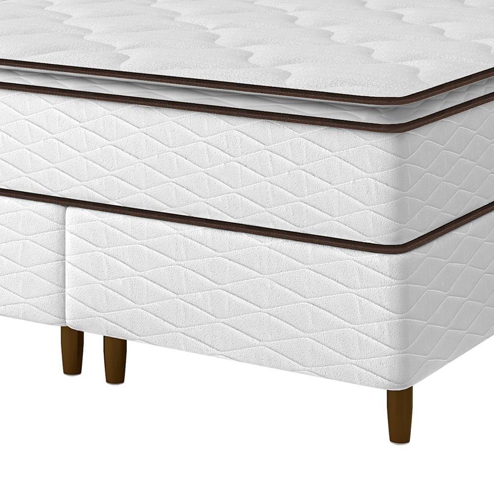 Cama Box Queen Size Umaflex New Itália com Molas Ensacadas e Pillow Top D26 - 63x158x198cm - Branco/Marrom - 4