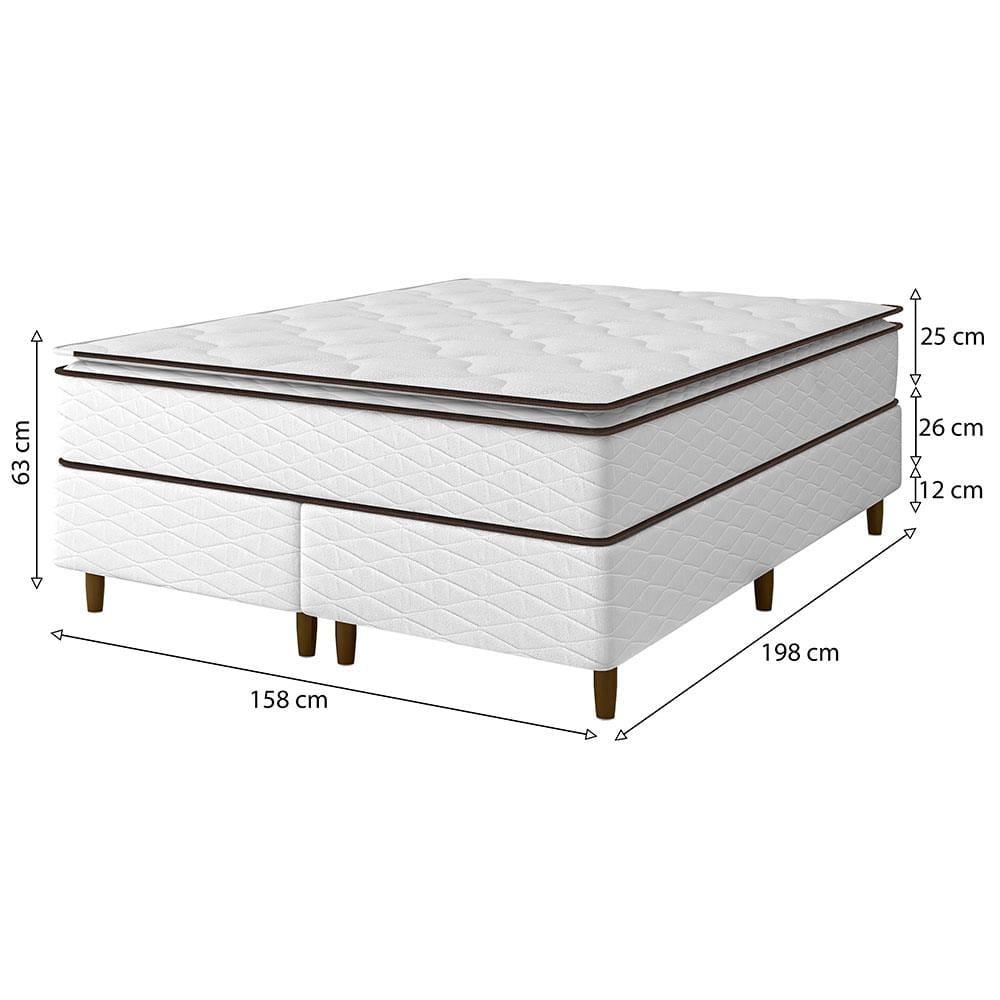 Cama Box Queen Size Umaflex New Itália com Molas Ensacadas e Pillow Top D26 - 63x158x198cm - Branco/Marrom - 7