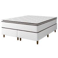 Cama Box Queen Size Umaflex New Itália com Molas Ensacadas e Pillow Top D26 - 63x158x198cm - Branco/Marrom - 1