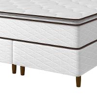 Cama Box Queen Size Umaflex New Itália com Molas Ensacadas e Pillow Top D26 - 63x158x198cm - Branco/Marrom