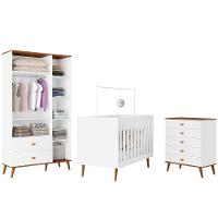 Guarda-Roupa Bartira Ternura com 3 Portas, 2 Gavetas + Cômoda Ternura com 5 Gavetas + Berço Móveis Estrela Ternura - 3