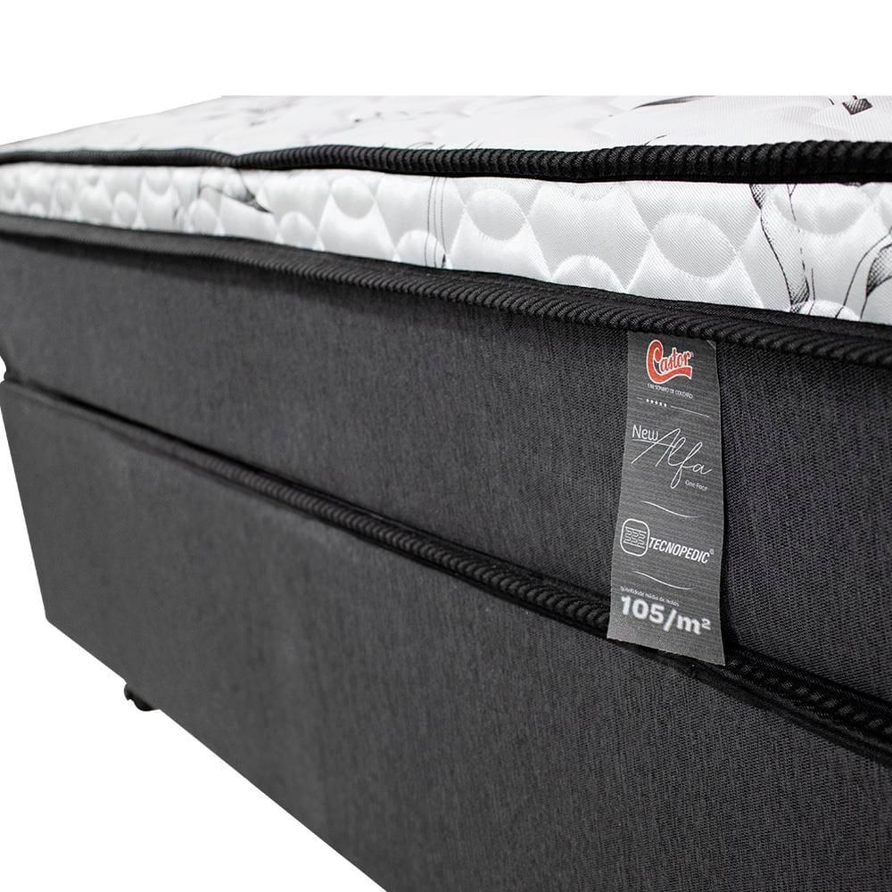 Cama Box de Casal Castor New Alfa com revestimento em tecido Poliéster Cinza + Colchão com Molejo Tecnopedic, Euro Pillow e Malha 24x138x188cm - 2