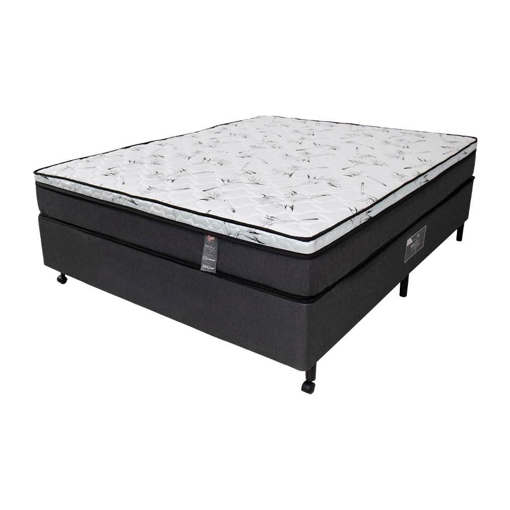 Cama Box de Casal Castor New Alfa com revestimento em tecido Poliéster Cinza + Colchão com Molejo Tecnopedic, Euro Pillow e Malha 24x138x188cm - 3