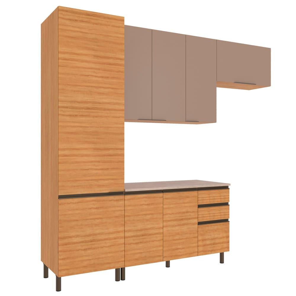 Cozinha Compacta Bartira Cristal com 8 Portas, 3 Gavetas e 9 Prateleiras - 260cm de Largura - 2