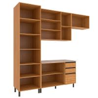 Cozinha Compacta Bartira Cristal com 8 Portas, 3 Gavetas e 9 Prateleiras - 260cm de Largura - 3