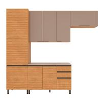 Cozinha Compacta Bartira Cristal com 8 Portas, 3 Gavetas e 9 Prateleiras - 260cm de Largura