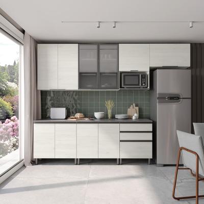 Cozinha Completa Bartira Cristal com 10 Portas, 3 Gavetas e 6 Prateleiras - 300cm de Largura