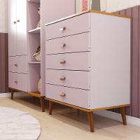 Guarda-Roupa Bartira Ternura com 5 Nichos, 2 Portas, 2 Gavetas + Cômoda Bartira Ternura com 5 Gavetas