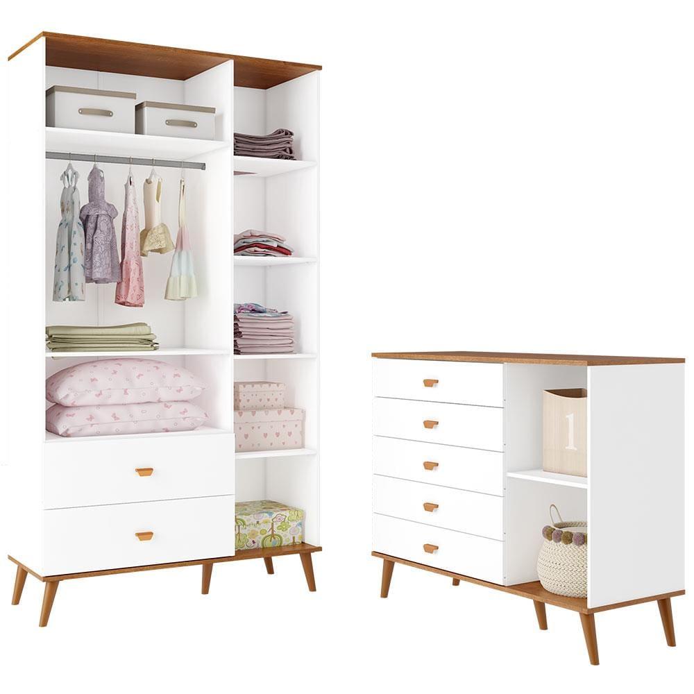 Guarda-Roupa Bartira Ternura com 3 Portas, 2 Gavetas + Cômoda Bartira Ternura com 5 Gavetas e 1 Porta - 3
