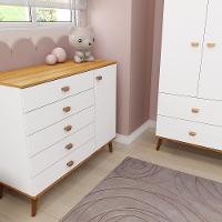 Guarda-Roupa Bartira Ternura com 3 Portas, 2 Gavetas + Cômoda Bartira Ternura com 5 Gavetas e 1 Porta