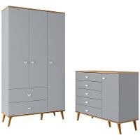 Guarda-Roupa Bartira Ternura com 3 Portas, 2 Gavetas + Cômoda Bartira Ternura com 5 Gavetas e 1 Porta - 2