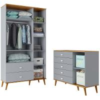 Guarda-Roupa Bartira Ternura com 3 Portas, 2 Gavetas + Cômoda Bartira Ternura com 5 Gavetas e 1 Porta - 3