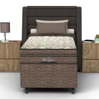 Cama Box Solteiro Probel Óregon com Euro Pillow e Molas Prolastic 62x88x188 cm - Bege/Marrom - 1