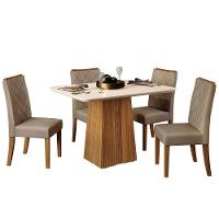 Mesa de Jantar Retangular DJ Móveis Raquel Plus com 4 Cadeiras Revestidas em Suede e Veludo - 2