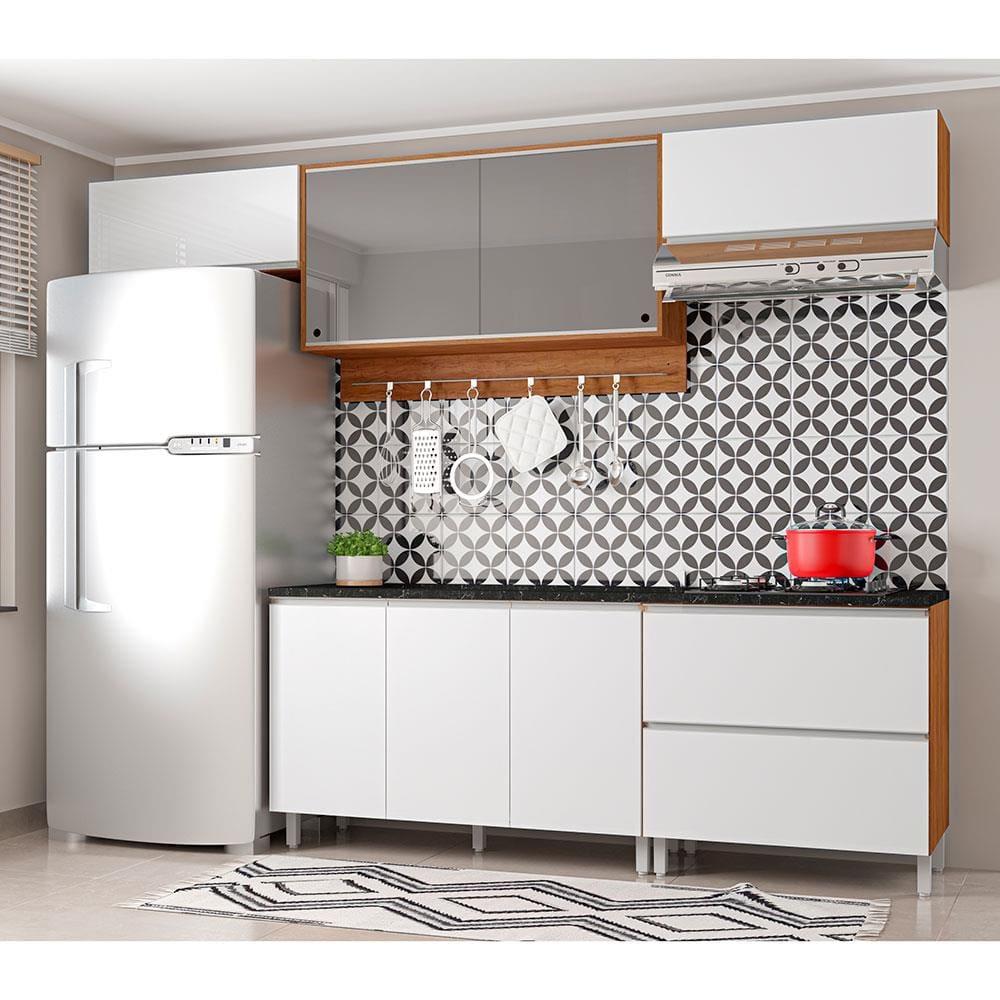 Cozinha Completa Bartira Amazonita com 7 Portas, 1 Gaveta e 4 Prateleiras - 280cm de largura - 1