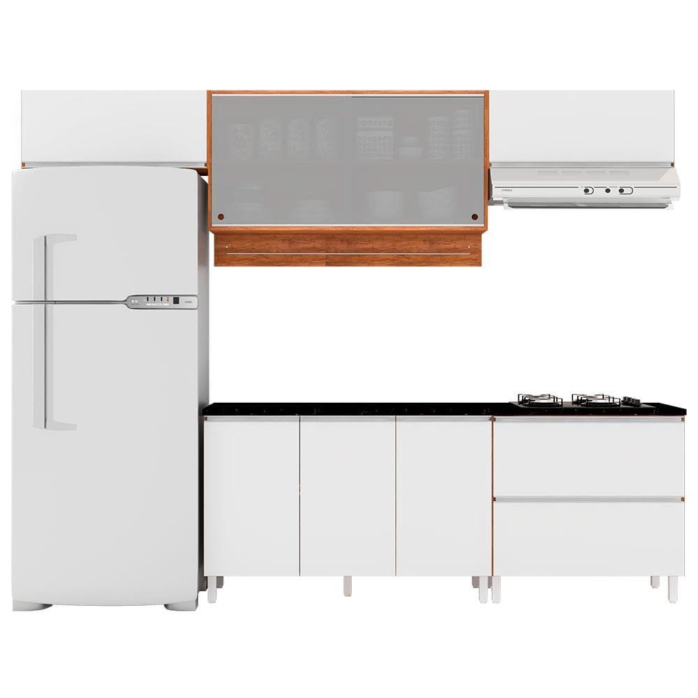 Cozinha Completa Bartira Amazonita com 7 Portas, 1 Gaveta e 4 Prateleiras - 280cm de largura - 2