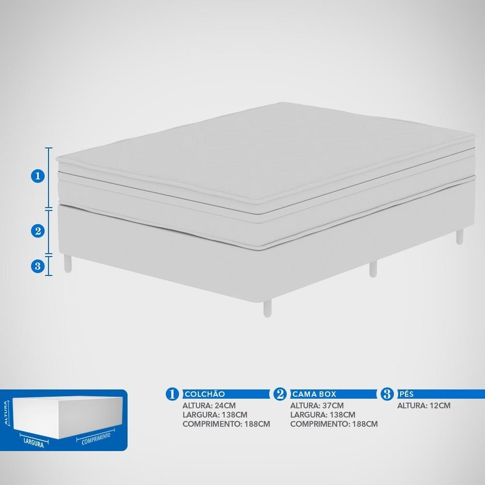 Cama Box Casal Probel Óregon com Euro Pillow e Molas Prolastic 62x138x188 cm - Bege/Marrom - 4