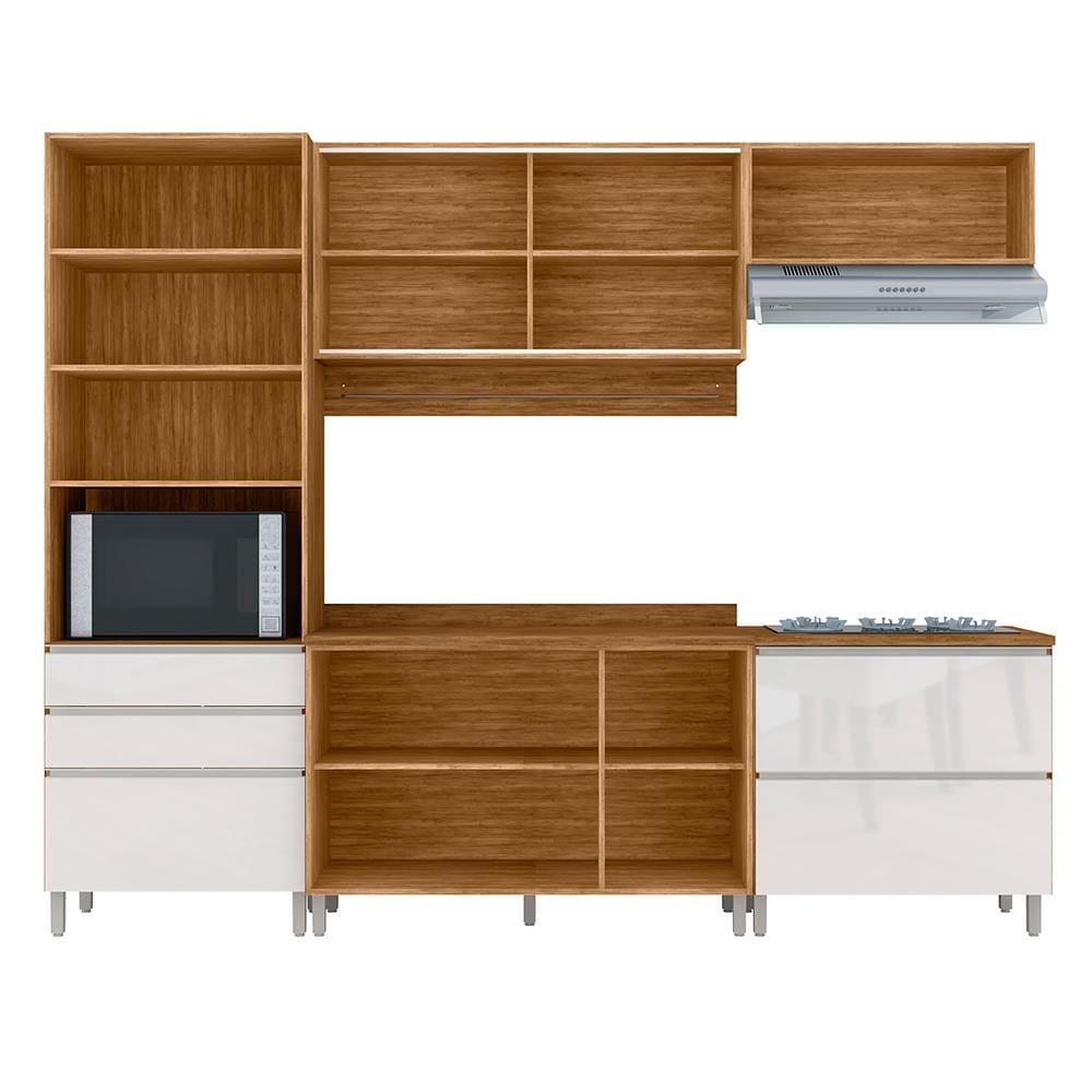 Cozinha Completa Bartira Amazonita com 9 Portas, 4 Gavetas e 7 Prateleiras - 271,2cm de largura - 2