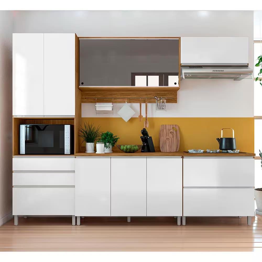 Cozinha Completa Bartira Amazonita com 9 Portas, 4 Gavetas e 7 Prateleiras - 271,2cm de largura - 10