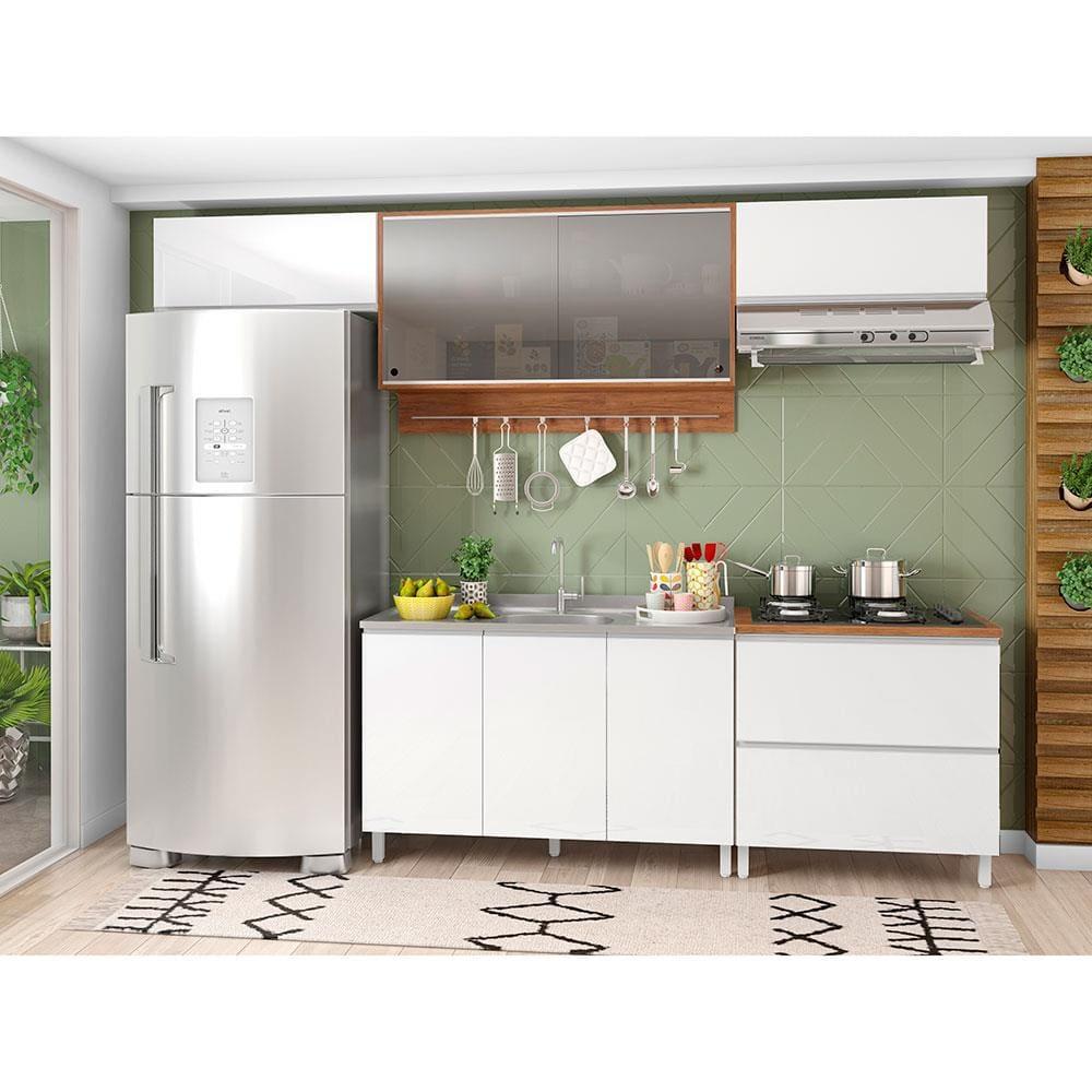Cozinha Completa Bartira Amazonita com 8 Portas, 1 Gaveta e 4 Prateleiras - 280cm de largura - 1
