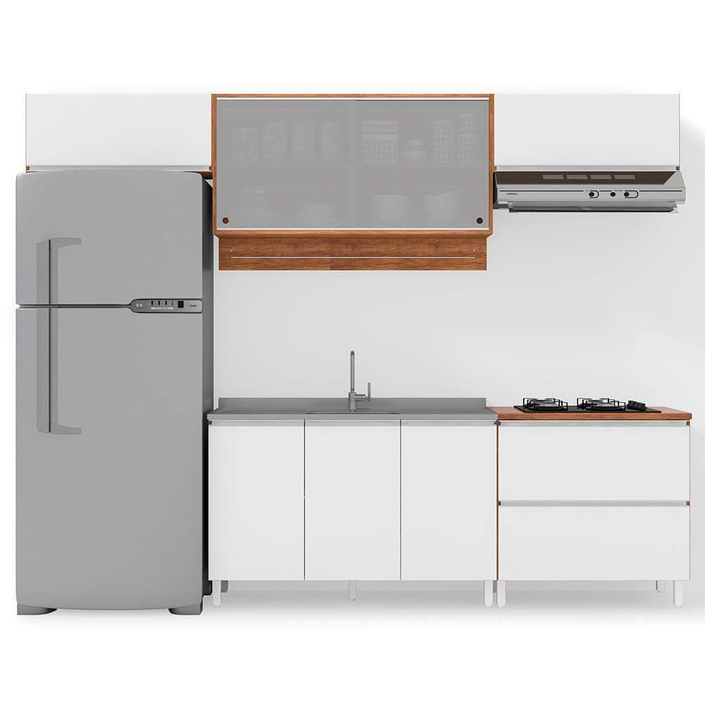 Cozinha Completa Bartira Amazonita com 8 Portas, 1 Gaveta e 4 Prateleiras - 280cm de largura - 2