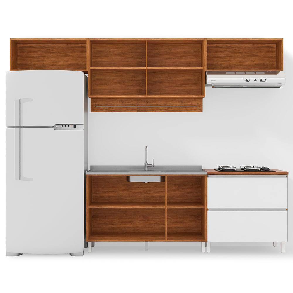 Cozinha Completa Bartira Amazonita com 8 Portas, 1 Gaveta e 4 Prateleiras - 280cm de largura - 3