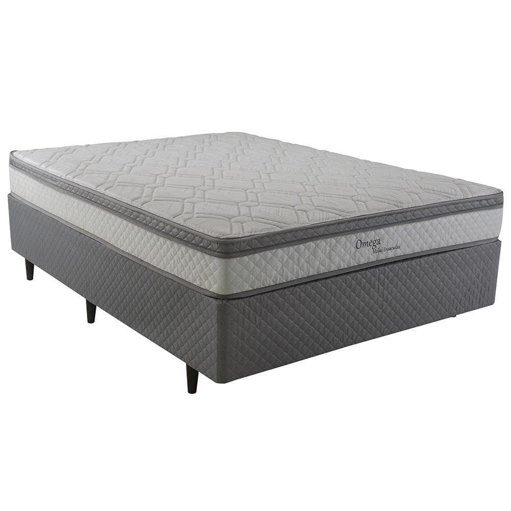 Cama Box Casal Herval Ômega com Pillow Top e Molas Ensacadas 60x138x188cm - Branco/Cinza - 2