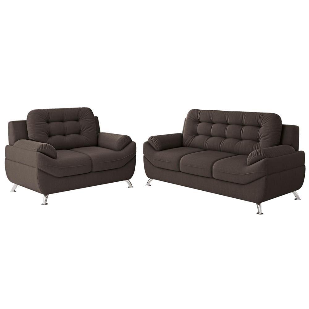 Sofá 3 e 2 Lugares Linoforte Mercury Revestido em Tecido Suede - 1