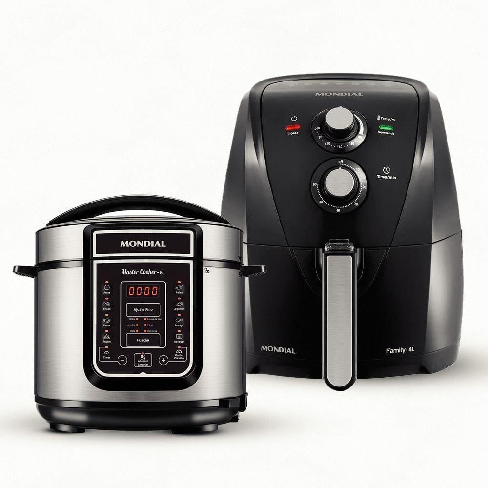 Fritadeira Elétrica Sem Óleo Air Fryer Mondial Family AFN40FB 4 L – Preta + Panela Elétrica de Pressão Digital Master Cooker PE-38 5L – Preta - 1