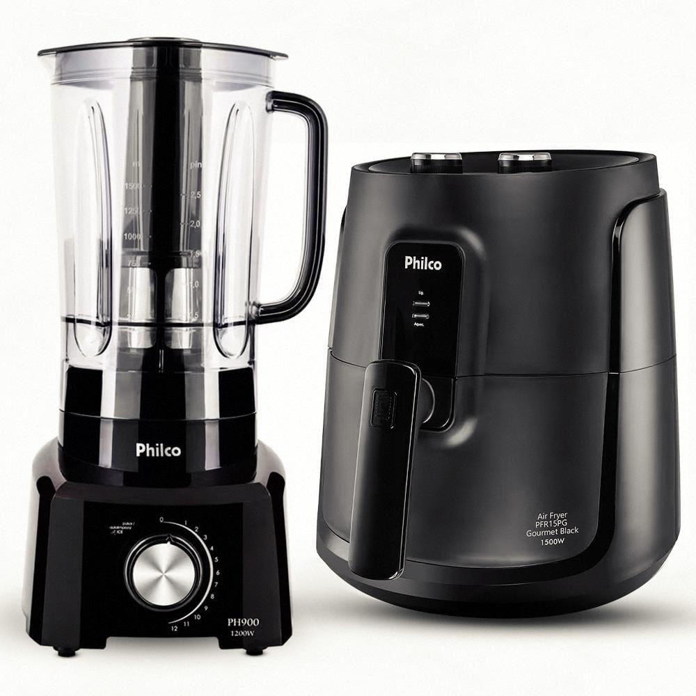 Fritadeira Elétrica Sem Óleo Air Fry Philco PFR15PG Gourmet Gold 4,3L Preta + Liquidificador PH900 Preto 1200W com 12 Velocidades - 1