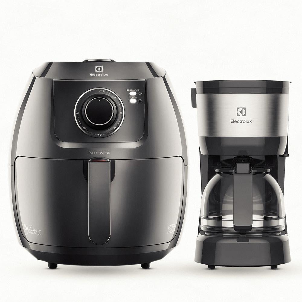 Fritadeira Elétrica Sem Óleo Air Fryer Electrolux Family Efficient EAF50 5L – Grafite + Cafeteira Elétrica Efficiente ECM10 15 Xícaras - Preta - 1