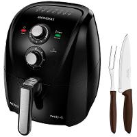 Fritadeira Elétrica Air Fryer Mondial Family AFN40FB 4L – Preta + Conjunto para Churrasco Tramontina - 2 Peças - 1