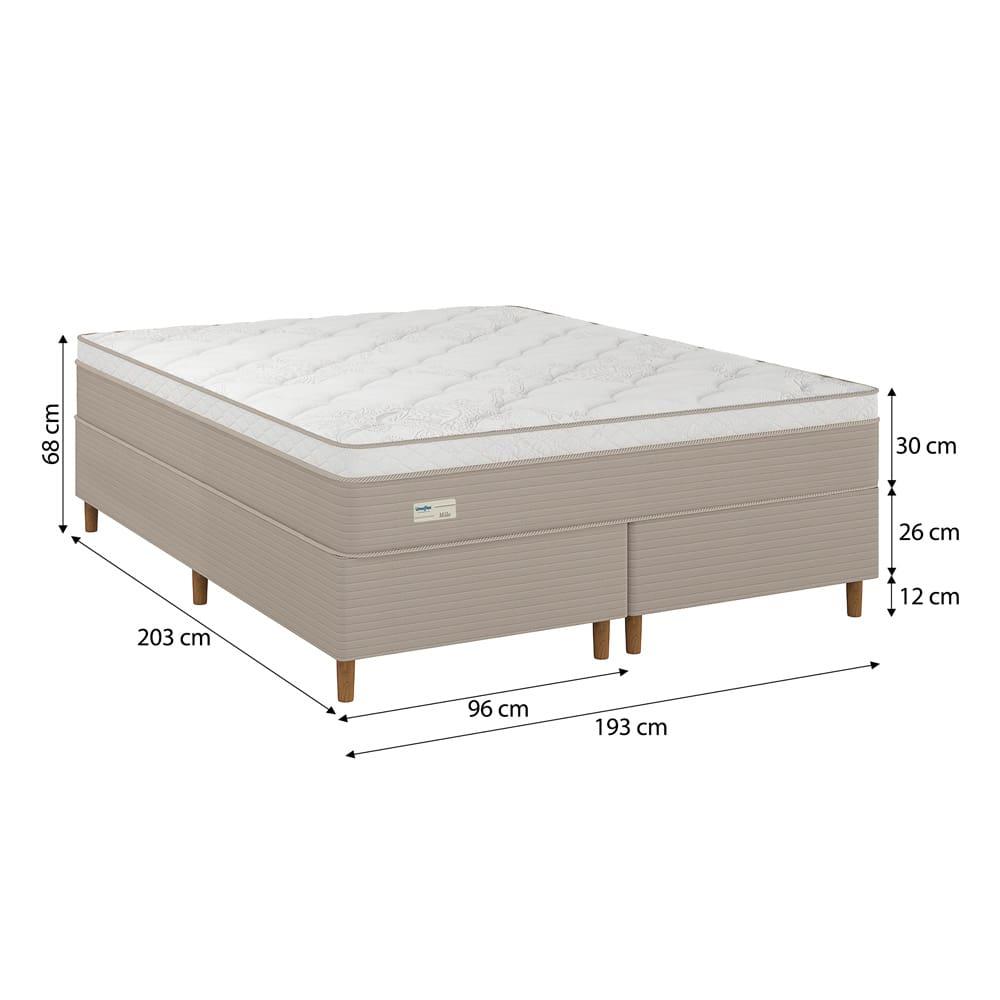 Cama Box King Size Umaflex Milão Bipartida com Revestimento em Malha + Colchão com Euro Pillow e Molas Ensacadas 30x193x203cm – Bege e Branca - 4