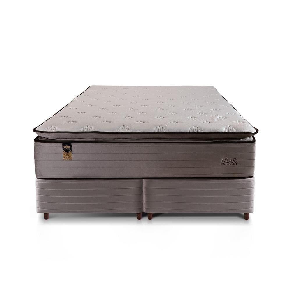Cama Box Bipartida King Size Hellen Dublin Linho com Molas Ensacadas e Espuma D26 66x193x203 cm - Bege - 3